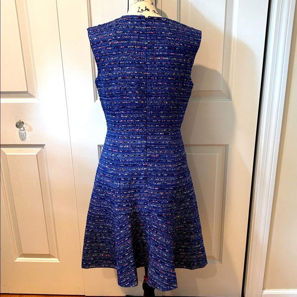 NWT J. Crew Blue Coco Tweed Boucle Fluted Flare Hem Dress Size 8 - Picture 5 of 11